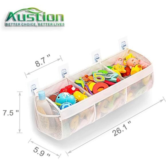 3 Compartment Horizontal Large Openings Bath Toy Organizer for Tub, Toy Storage - Picture 3 of 7